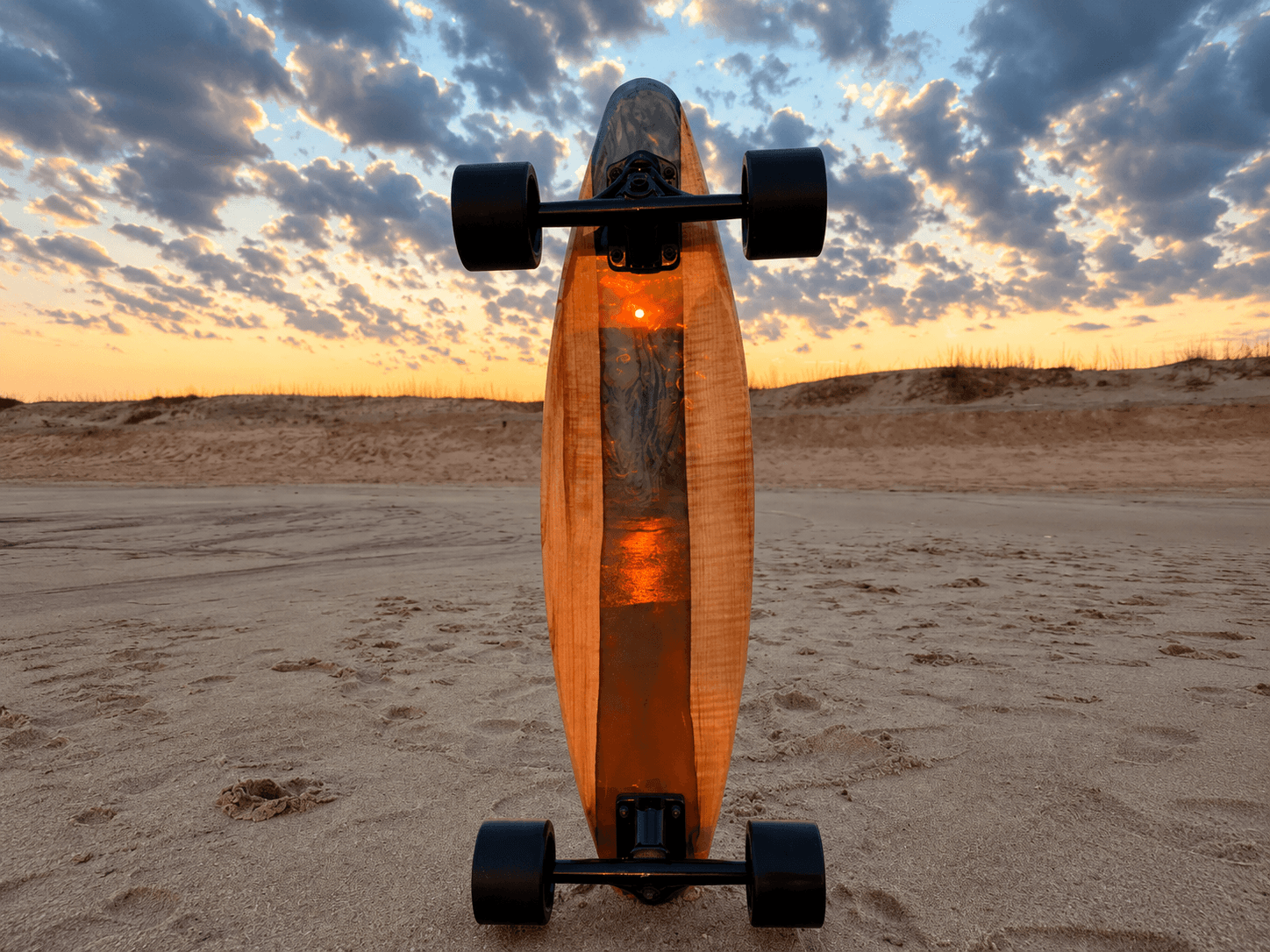 Mini Pintail epoxy longboard on the dock