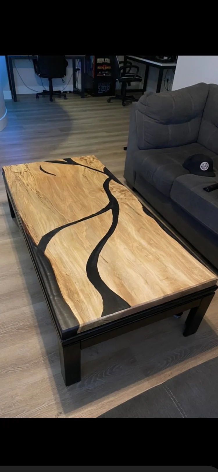 Live edge round coffee table with pedestal base