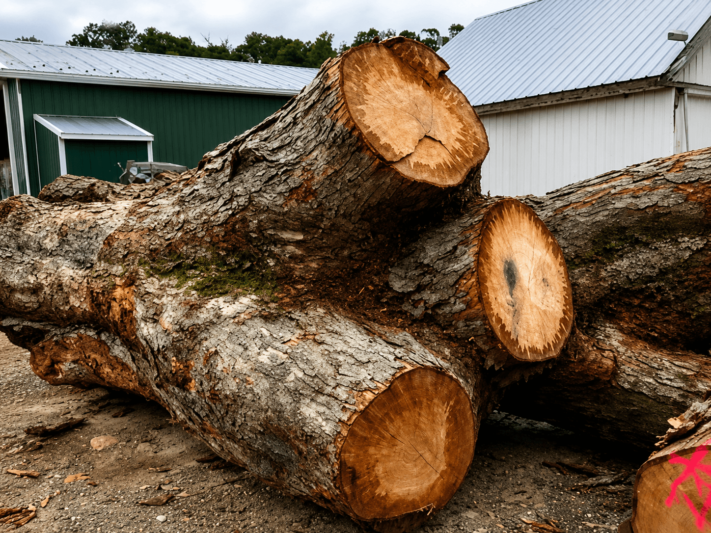 Raw logs at the mill waiting to be selected